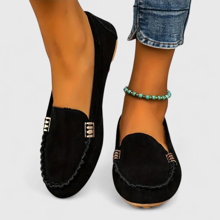 Beatriz | Mocasines turquesa con pespuntes decorativos