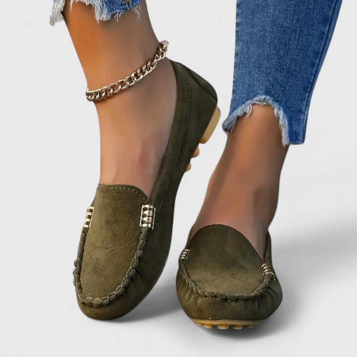 Beatriz | Mocasines turquesa con pespuntes decorativos
