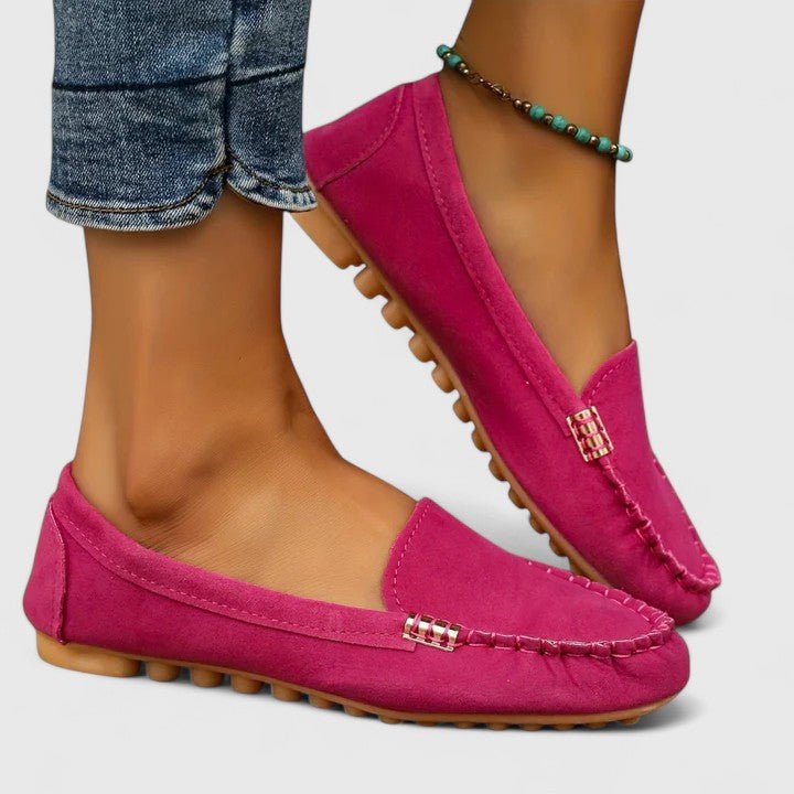 Beatriz | Mocasines turquesa con pespuntes decorativos