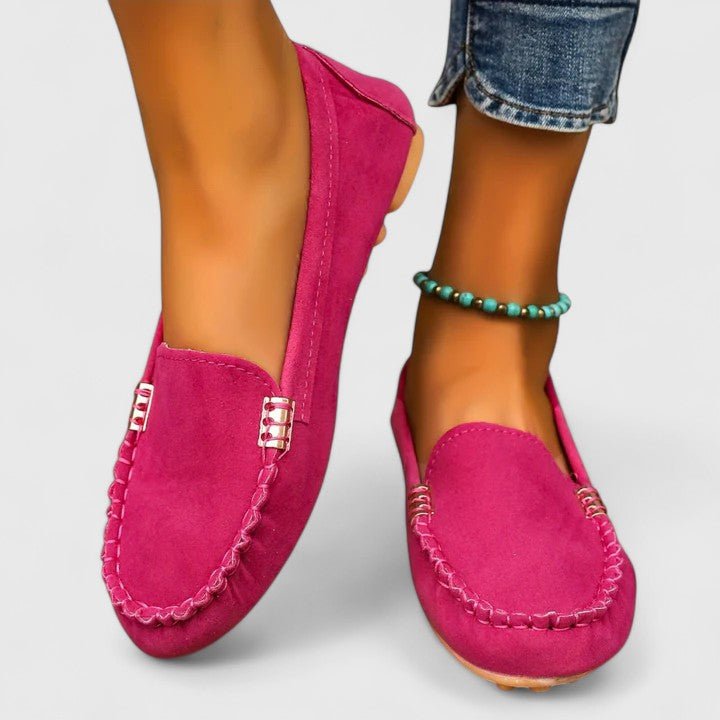 Beatriz | Mocasines turquesa con pespuntes decorativos