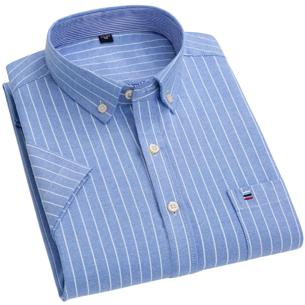 Benito | Camisa azul claro de raya fina