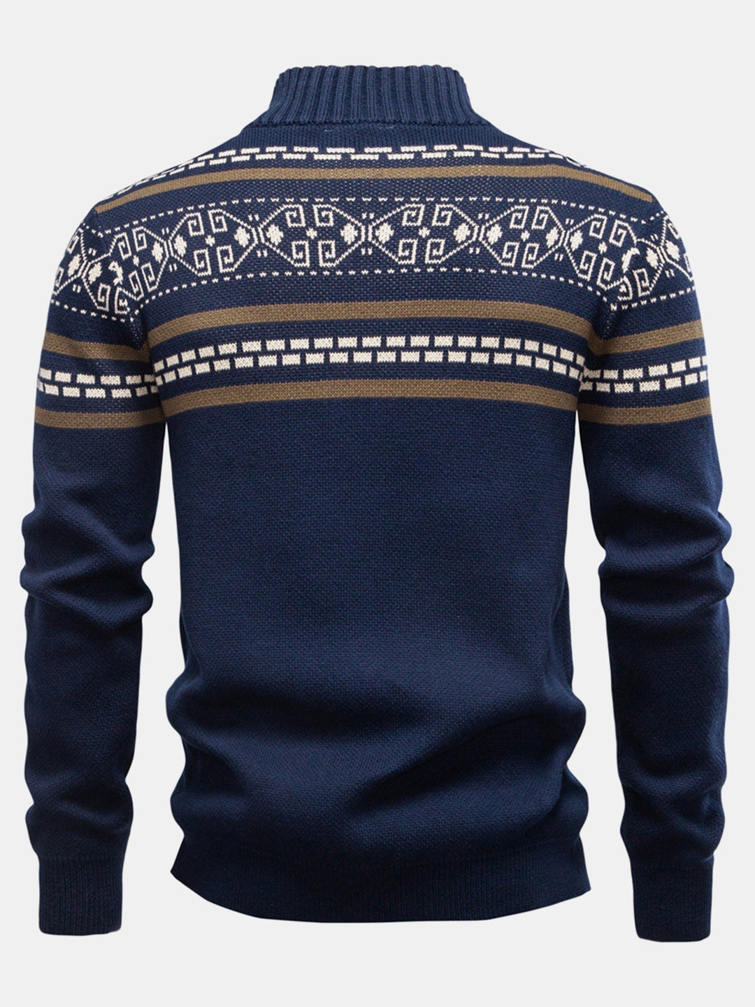Bonifacio | Jersey jacquard con motivo geométrico, cuello alto y cremallera