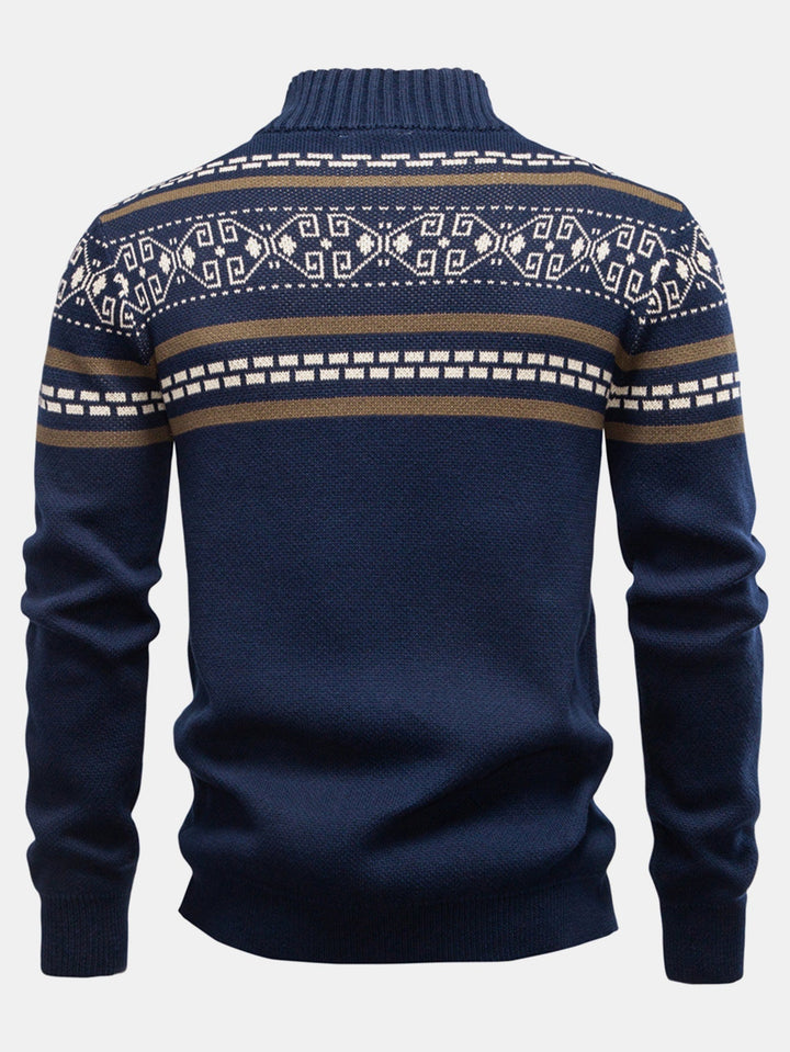 Bonifacio | Jersey jacquard con motivo geométrico, cuello alto y cremallera