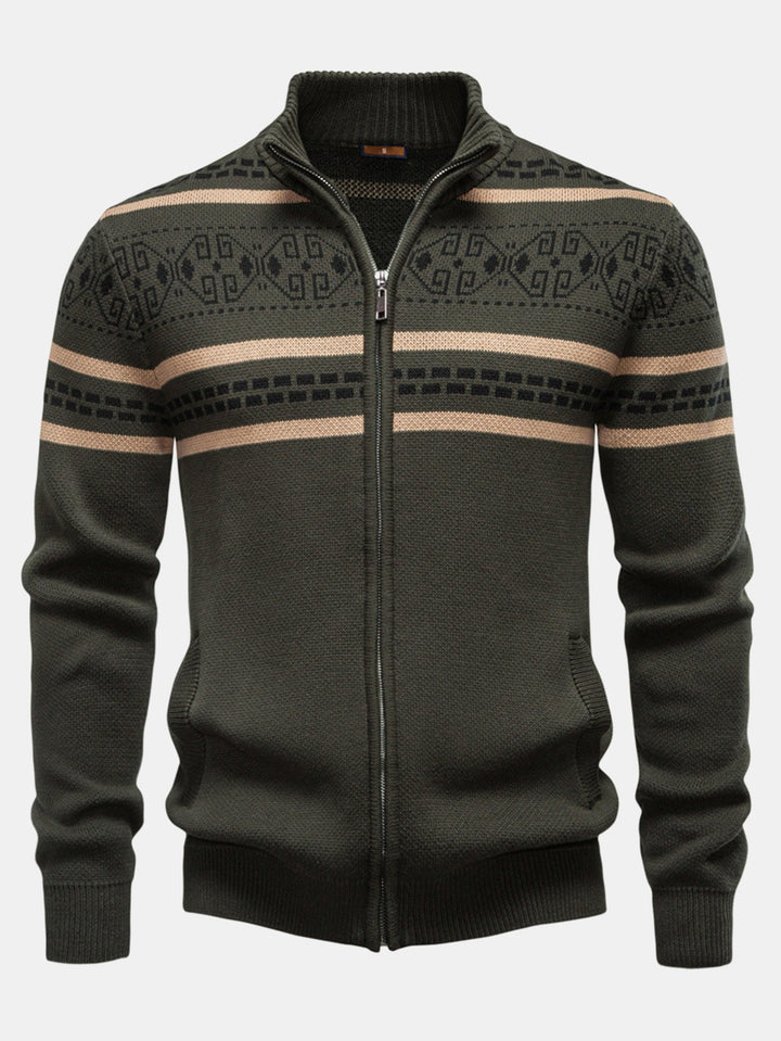 Bonifacio | Jersey jacquard con motivo geométrico, cuello alto y cremallera