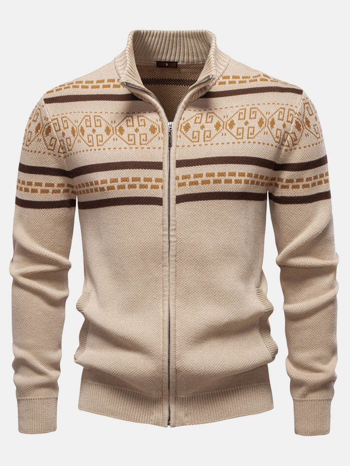 Bonifacio | Jersey jacquard con motivo geométrico, cuello alto y cremallera