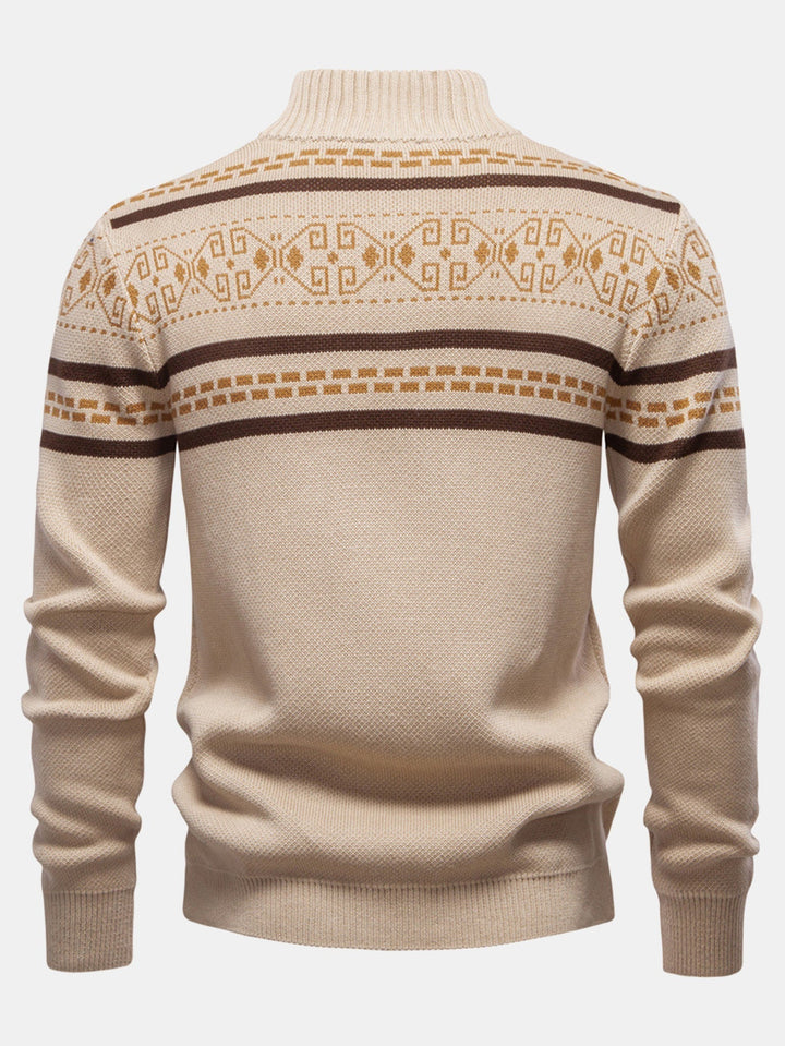 Bonifacio | Jersey jacquard con motivo geométrico, cuello alto y cremallera