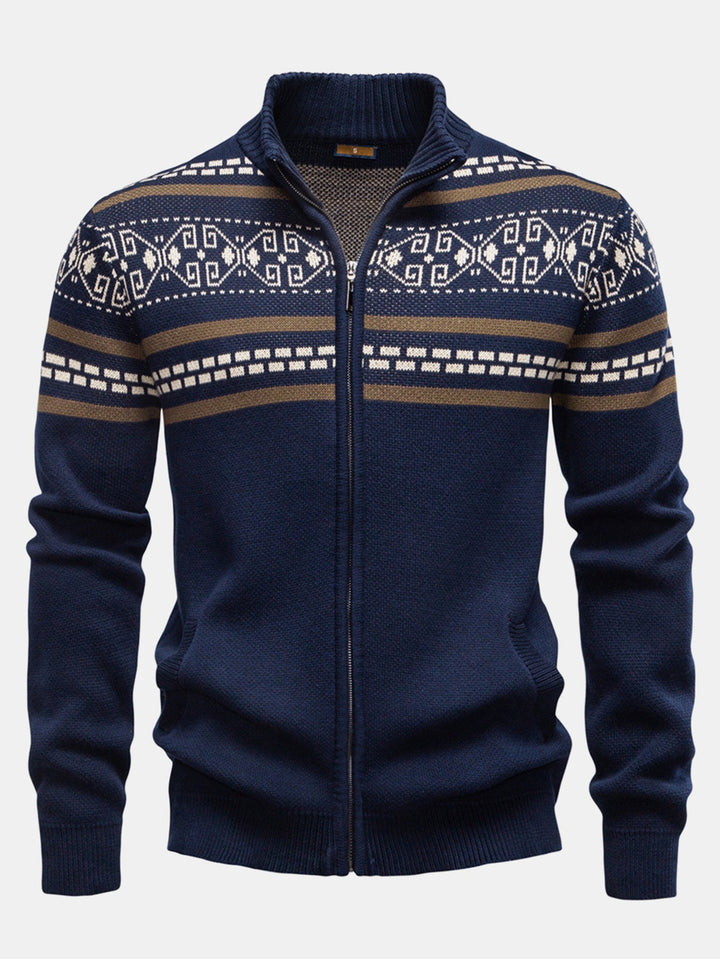 Bonifacio | Jersey jacquard con motivo geométrico, cuello alto y cremallera