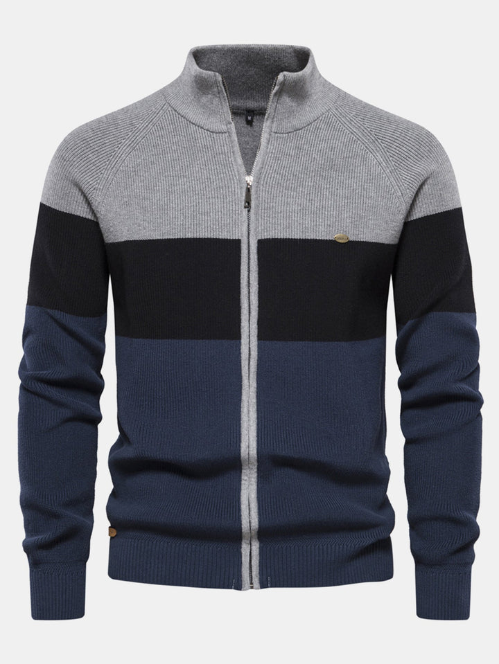 Braulio | Jersey con bloques de color, cuello alto y cremallera
