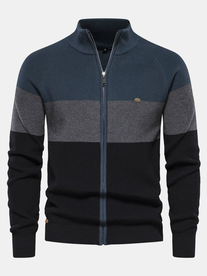 Braulio | Jersey con bloques de color, cuello alto y cremallera