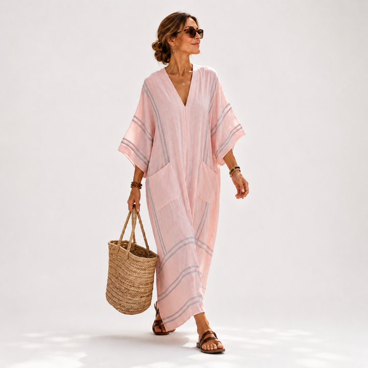 Gloria | Caftán rosa de rayas