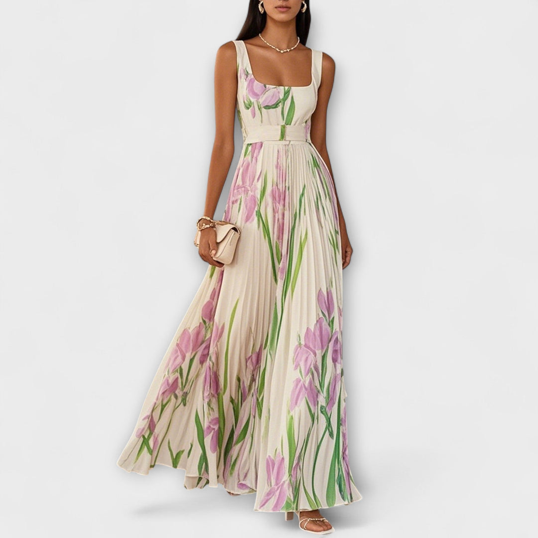 Araceli | Vestido maxi de gasa con estampado floral