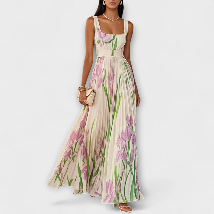 Araceli | Vestido maxi de gasa con estampado floral