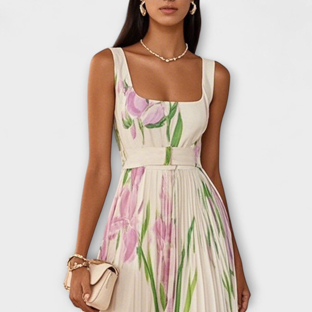 Araceli | Vestido maxi de gasa con estampado floral