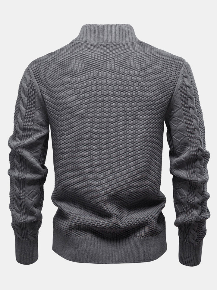 Camilo | Jersey de ochos jacquard con cuello alto y cremallera