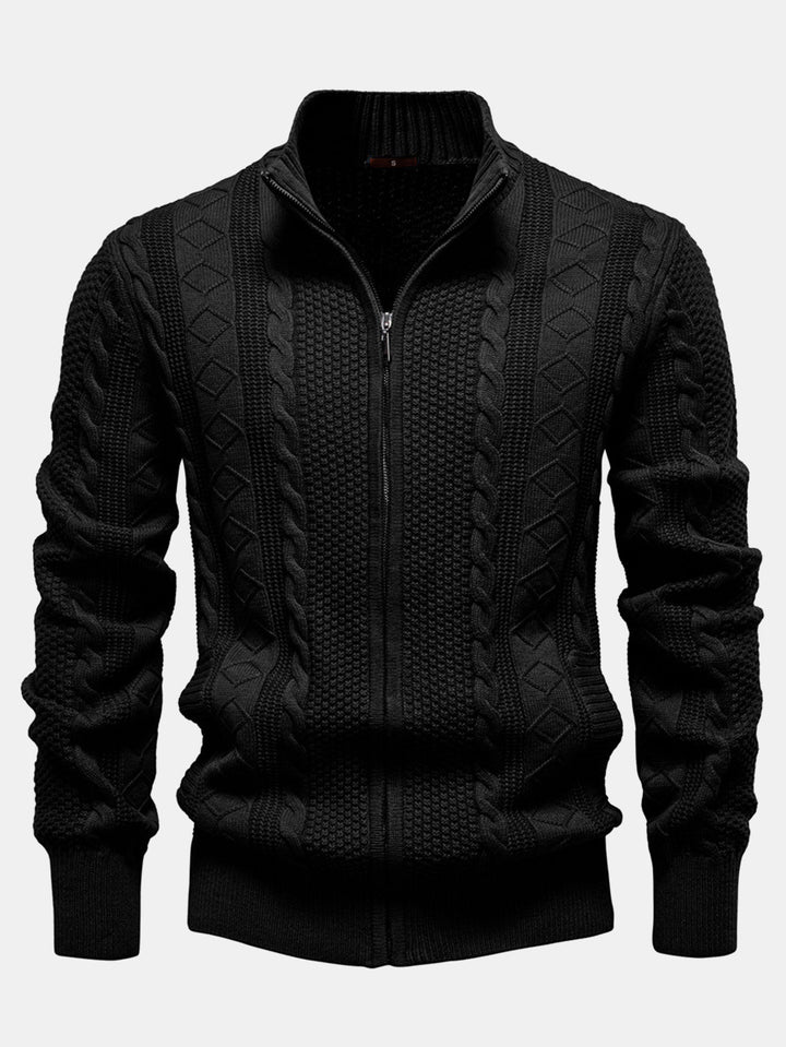 Camilo | Jersey de ochos jacquard con cuello alto y cremallera
