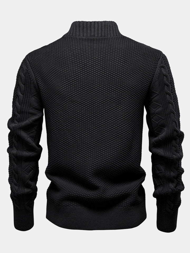 Camilo | Jersey de ochos jacquard con cuello alto y cremallera