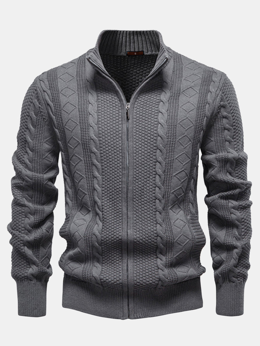 Camilo | Jersey de ochos jacquard con cuello alto y cremallera