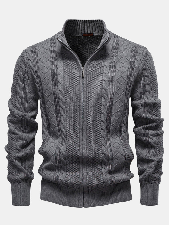 Camilo | Jersey de ochos jacquard con cuello alto y cremallera