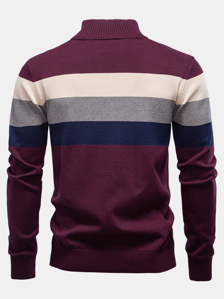Cándido | Jersey de rayas en contraste con cremallera corta