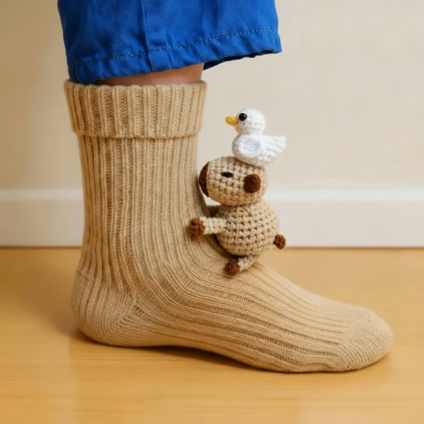 Carmen | Calcetines con peluche de capibara y patito