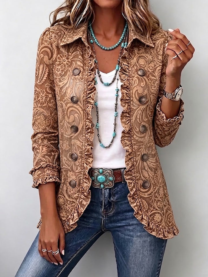Carmen | Chaqueta boho de flores con volantes