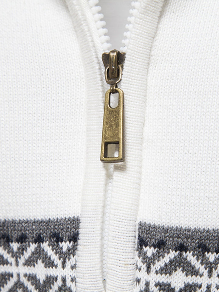 Celestino | Jersey jacquard con motivo en contraste y cremallera corta