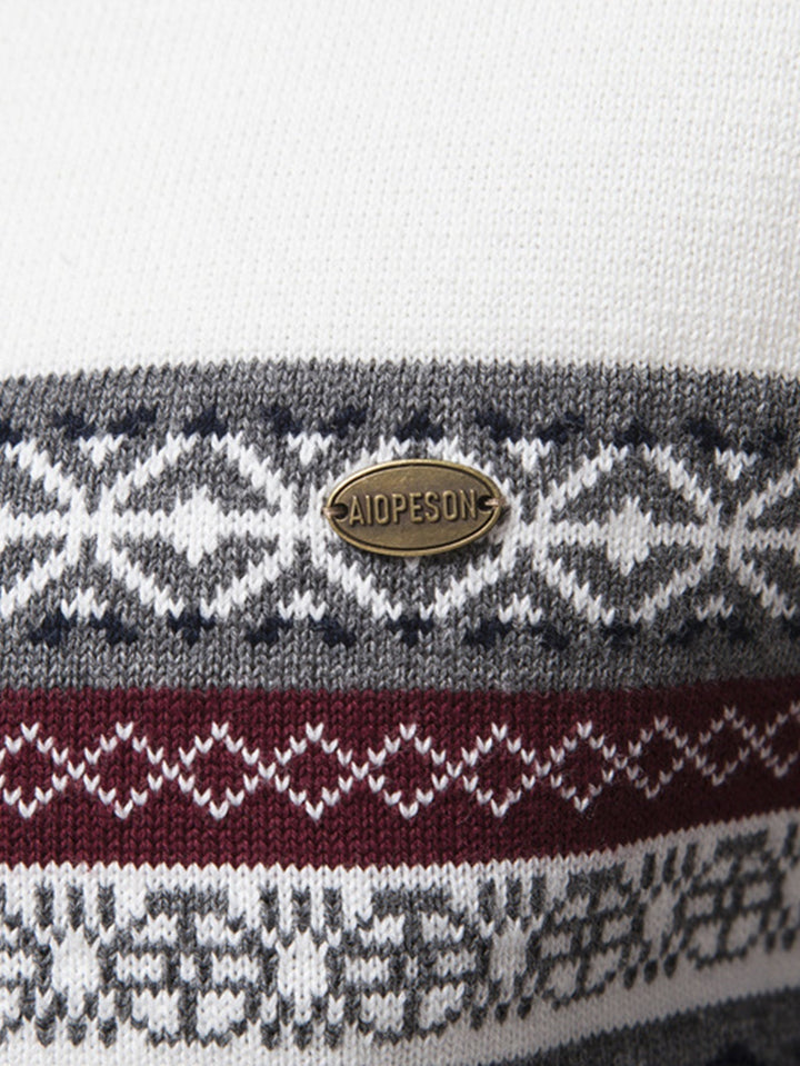 Celestino | Jersey jacquard con motivo en contraste y cremallera corta