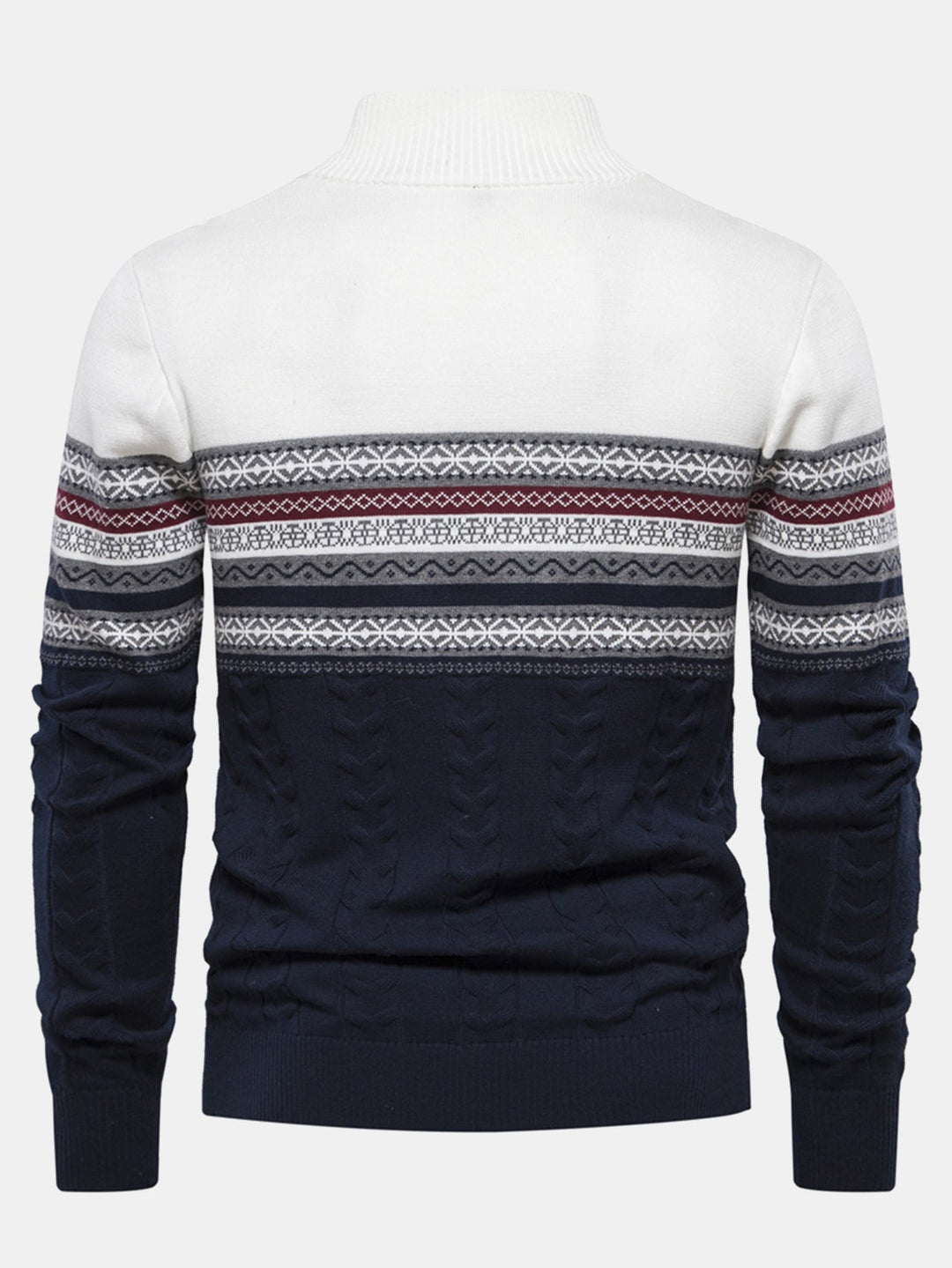 Celestino | Jersey jacquard con motivo en contraste y cremallera corta