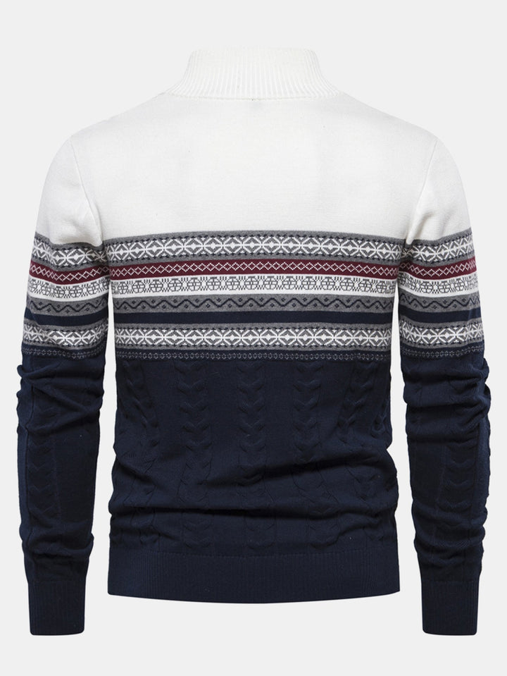 Celestino | Jersey jacquard con motivo en contraste y cremallera corta