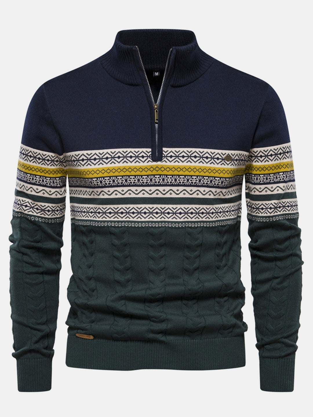 Celestino | Jersey jacquard con motivo en contraste y cremallera corta