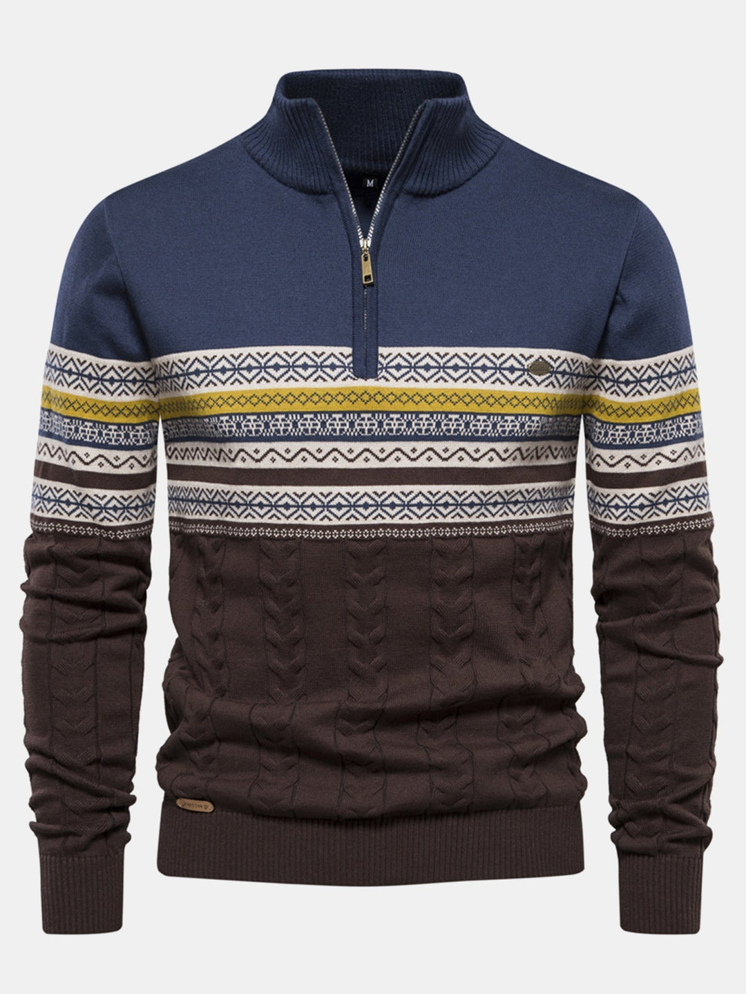 Celestino | Jersey jacquard con motivo en contraste y cremallera corta