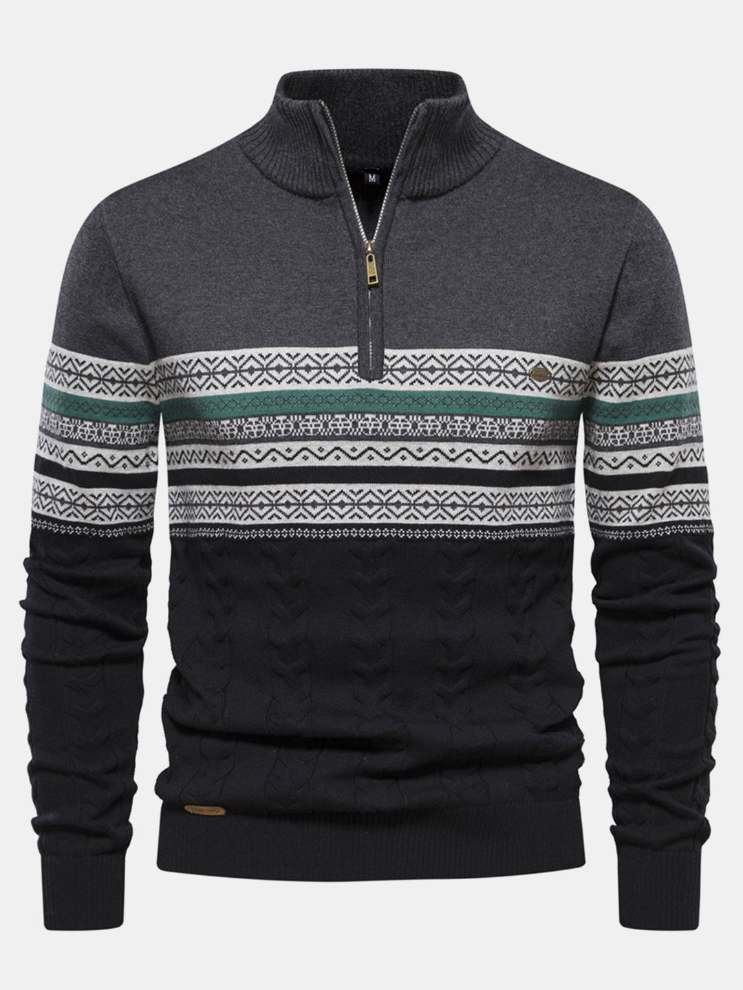 Celestino | Jersey jacquard con motivo en contraste y cremallera corta