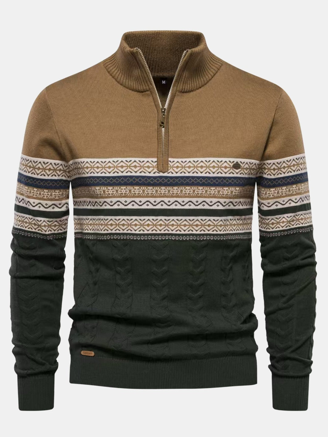 Celestino | Jersey jacquard con motivo en contraste y cremallera corta