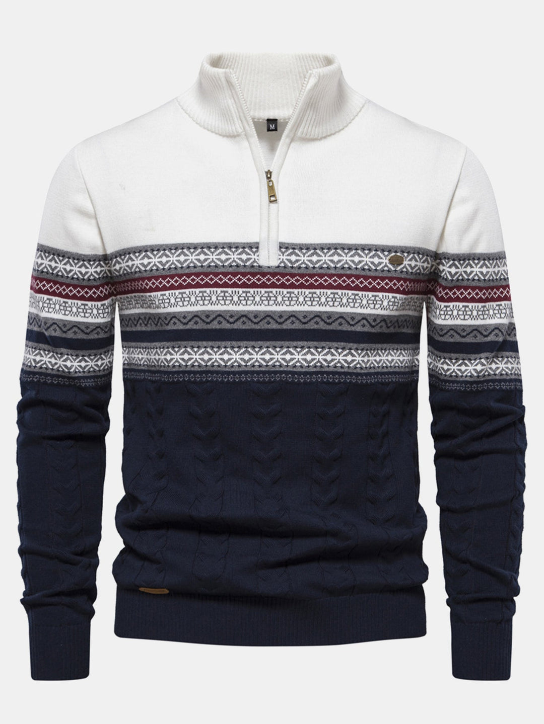 Celestino | Jersey jacquard con motivo en contraste y cremallera corta
