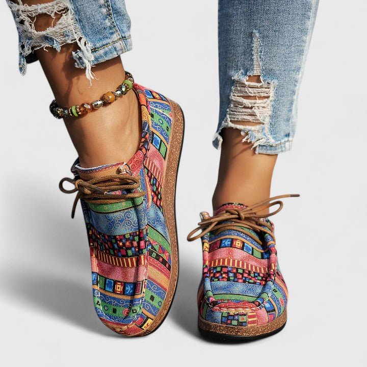 Cristina | Zapatos cómodos de cordones estampados