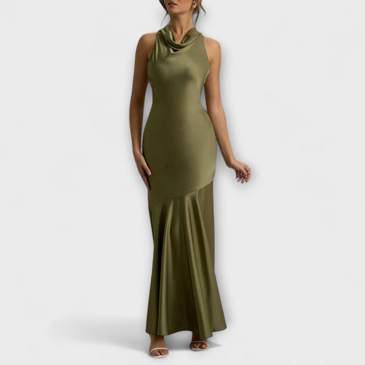 Matilde | Vestido maxi de seda con escote halter