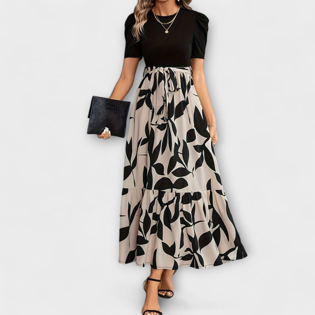 Antonia | Vestido maxi floral con escote redondo