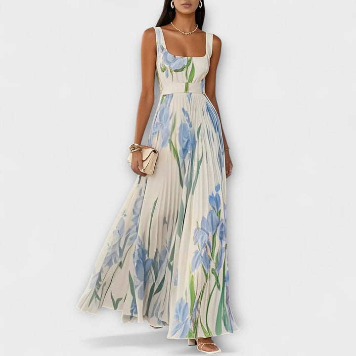 Araceli | Vestido maxi de gasa con estampado floral