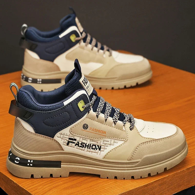 Dámaso | Zapatillas altas en beis y azul marino