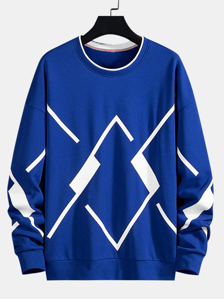 Damián | Sudadera con estampado geométrico y cuello redondo