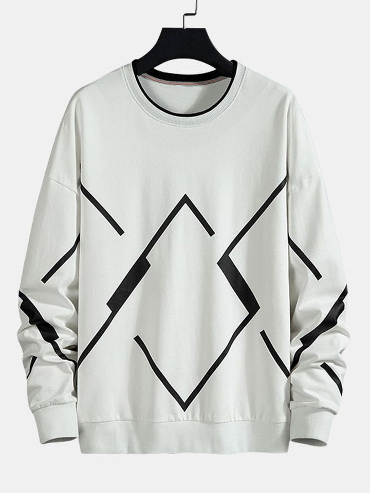 Damián | Sudadera con estampado geométrico y cuello redondo