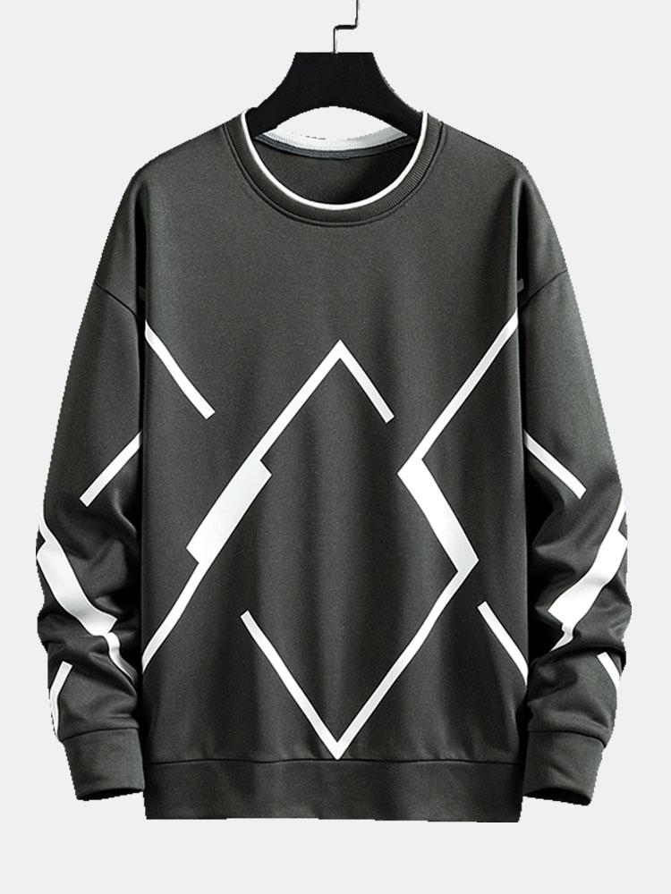 Damián | Sudadera con estampado geométrico y cuello redondo