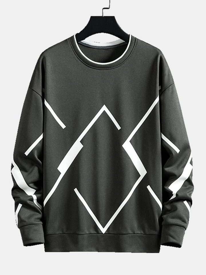 Damián | Sudadera con estampado geométrico y cuello redondo