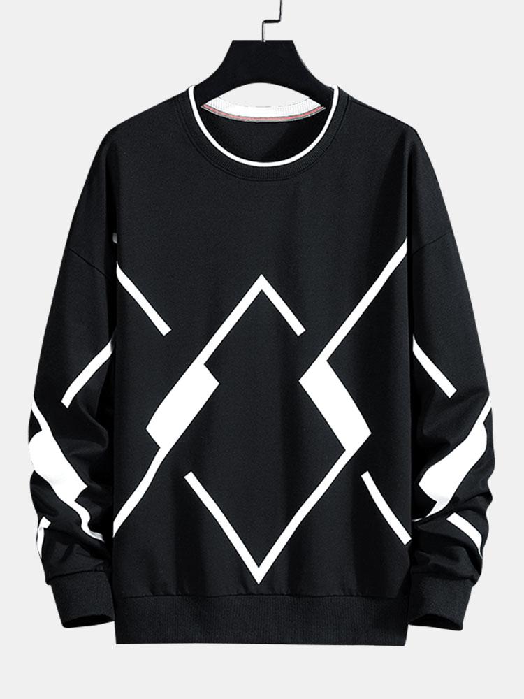 Damián | Sudadera con estampado geométrico y cuello redondo