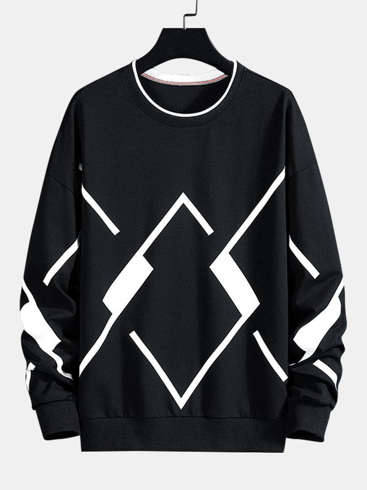 Damián | Sudadera con estampado geométrico y cuello redondo
