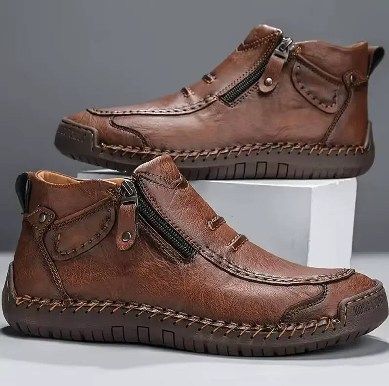 Damián | Zapatos casual marrones con cremallera