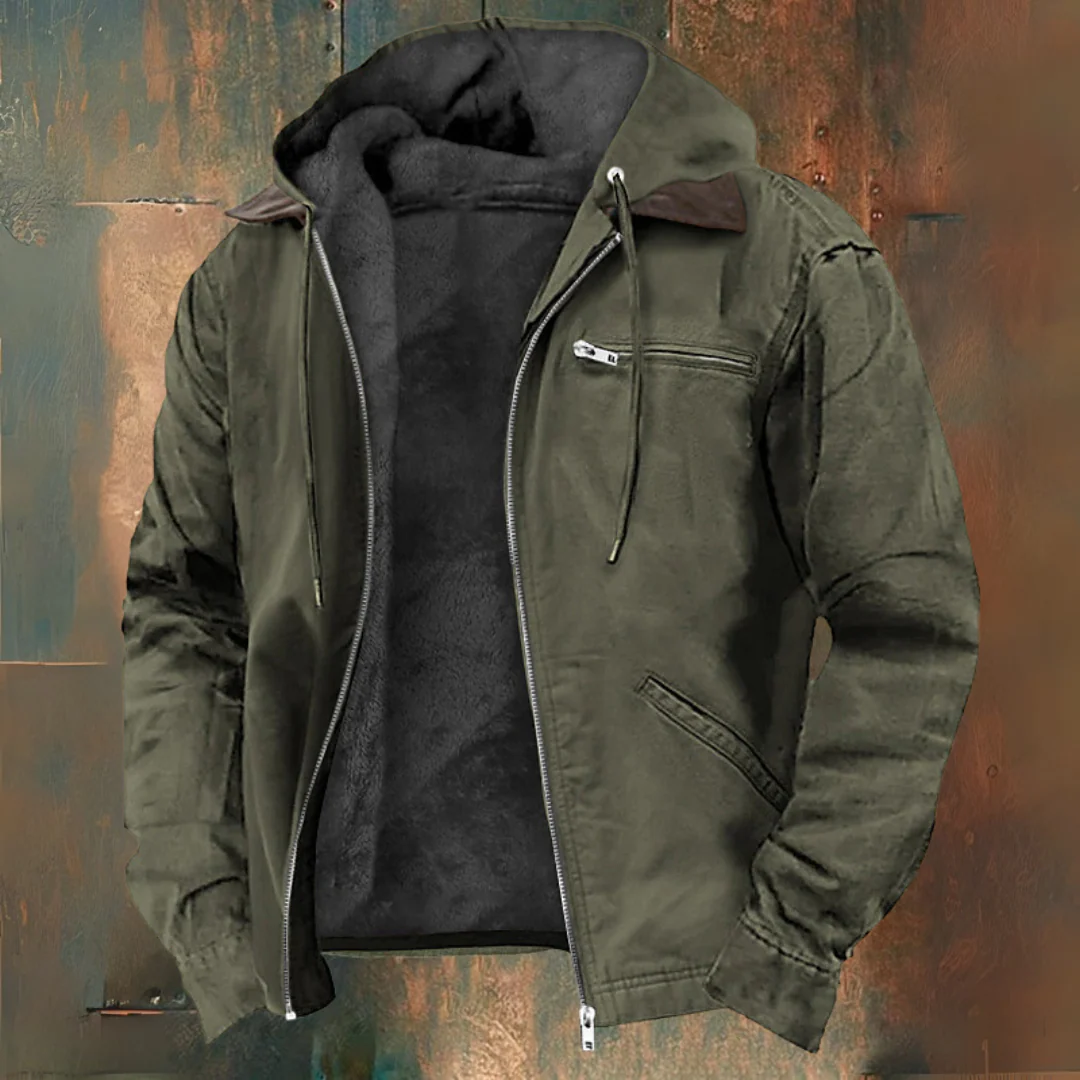 David | Chaqueta marrón con capucha y cremallera