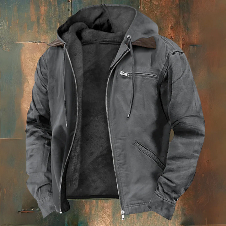 David | Chaqueta marrón con capucha y cremallera