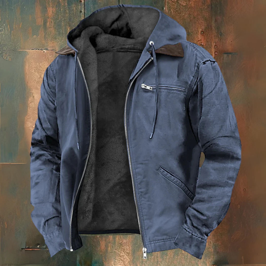 David | Chaqueta marrón con capucha y cremallera