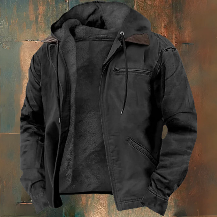 David | Chaqueta marrón con capucha y cremallera